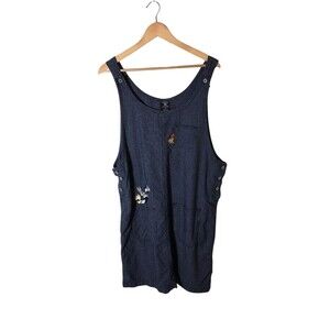 Vintage Warner Bros Jumper Dress Women's Size XL 100% Cotton Navy Looney Toons